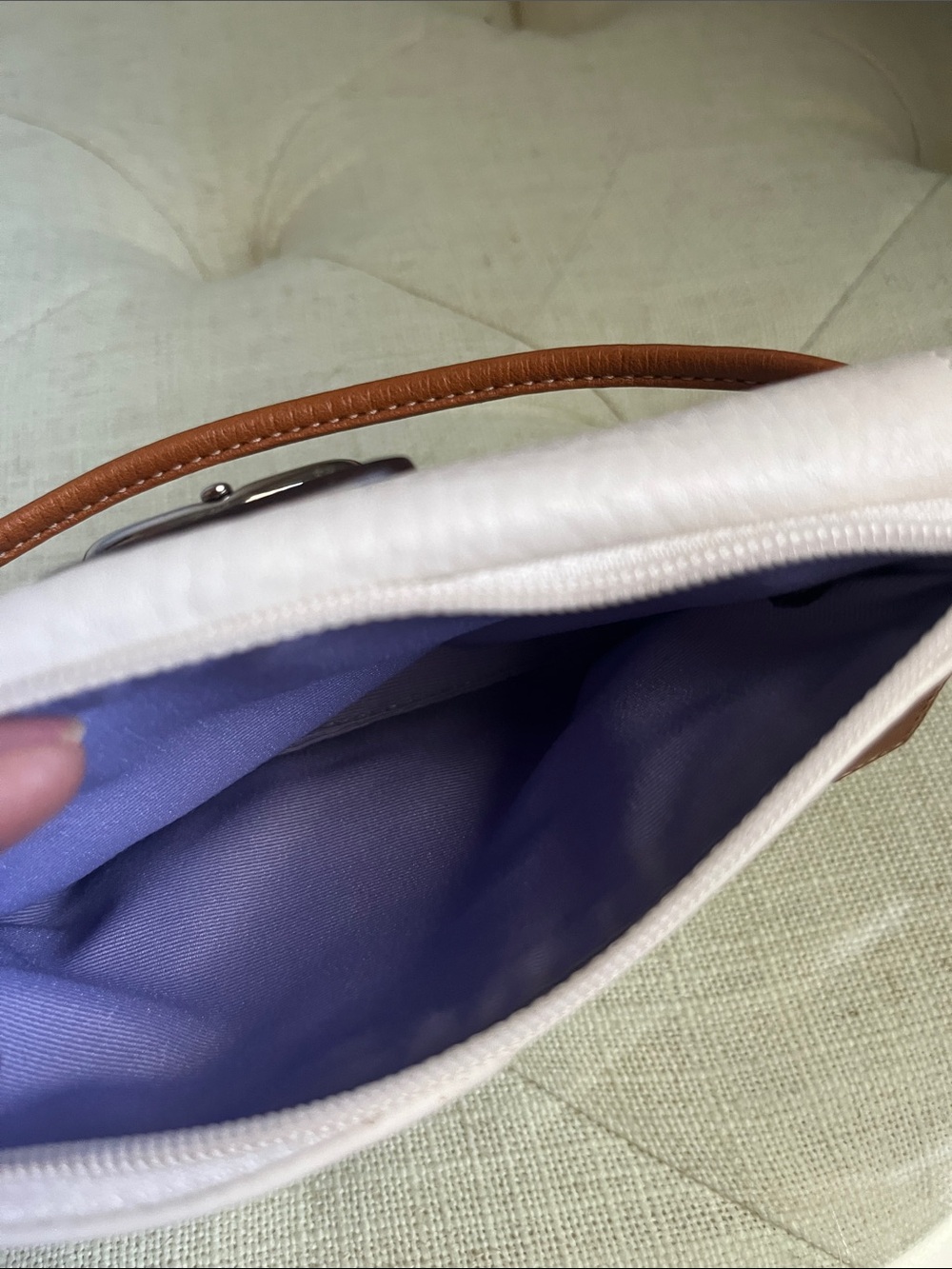 Coach Hampton White/Cream Pepple Leather Soho Flap Mini Bag Wristlet Pouch Y2K - Picture 14 of 15